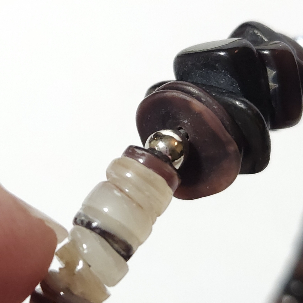 Handmade Pen & Hammer Shell Heishi Bead with Kewa Horn Shell Chip Bracelet - Picture 9 of 15